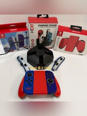 Bundle Nintendo Switch Joy-Con (L)(R) Zelda + Joy Con Comfort Grip & Charging